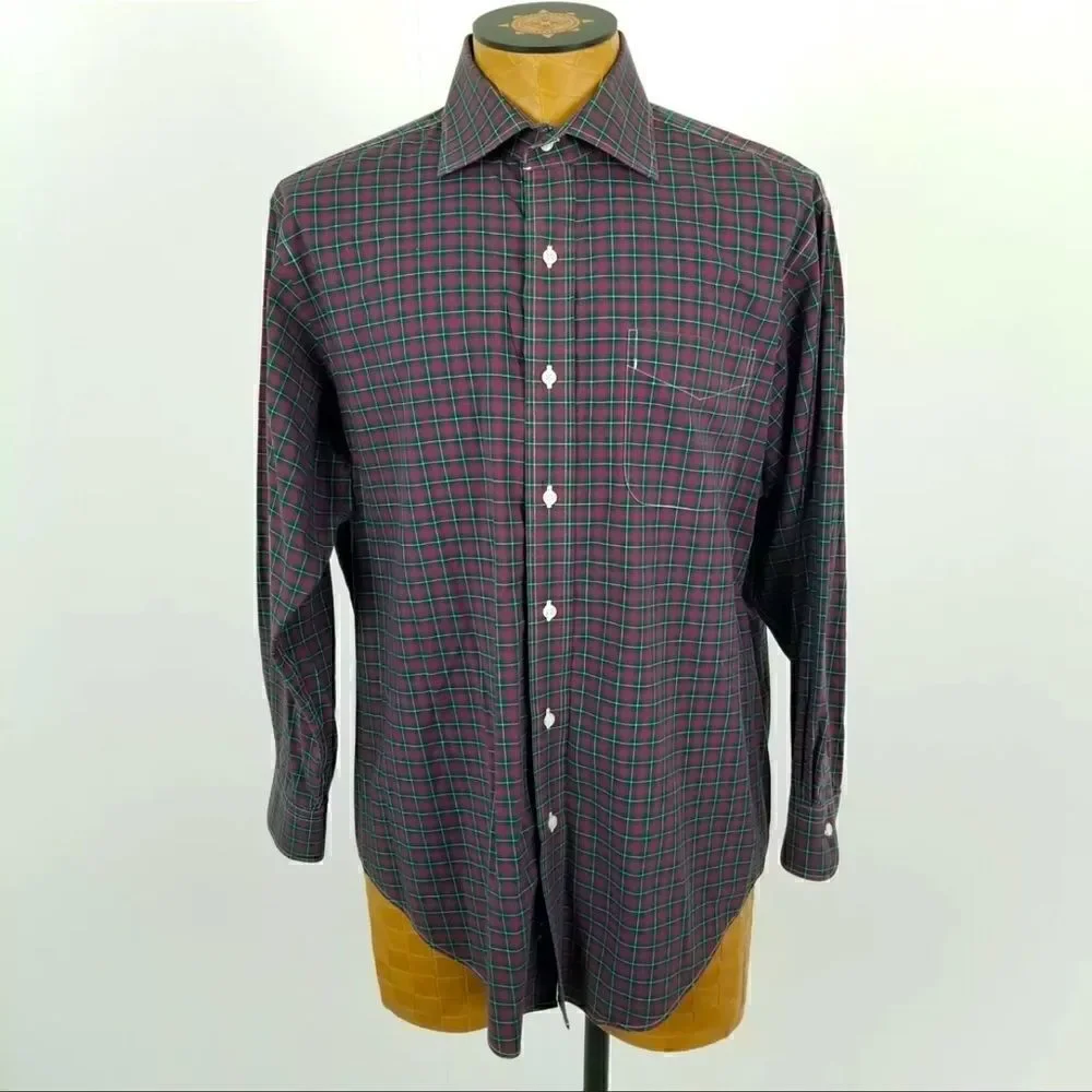 Lauren Ralph Lauren Mens Button down Dress Shirt Red & Green Plaid Size 16.5 32